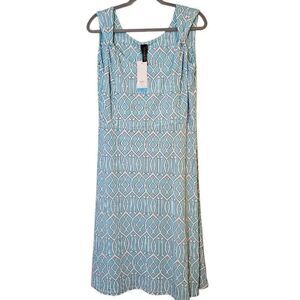 MT Collection dress, light blue and white midi sleeveless. Size XXL. NWT. # 8